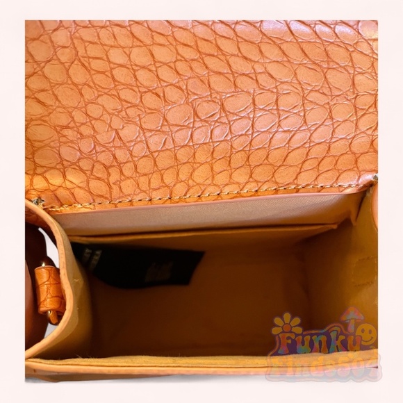 Badgley Mischka Orange Croc-Embossed Vegan Leather Mini Tote w/ Crossbody Strap - Picture 9 of 11